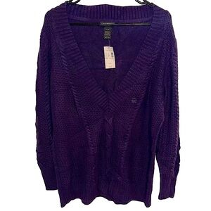NWT - Lane Bryant Women’s Long Sleeve Purple V-Neck Sweater Size 14/16